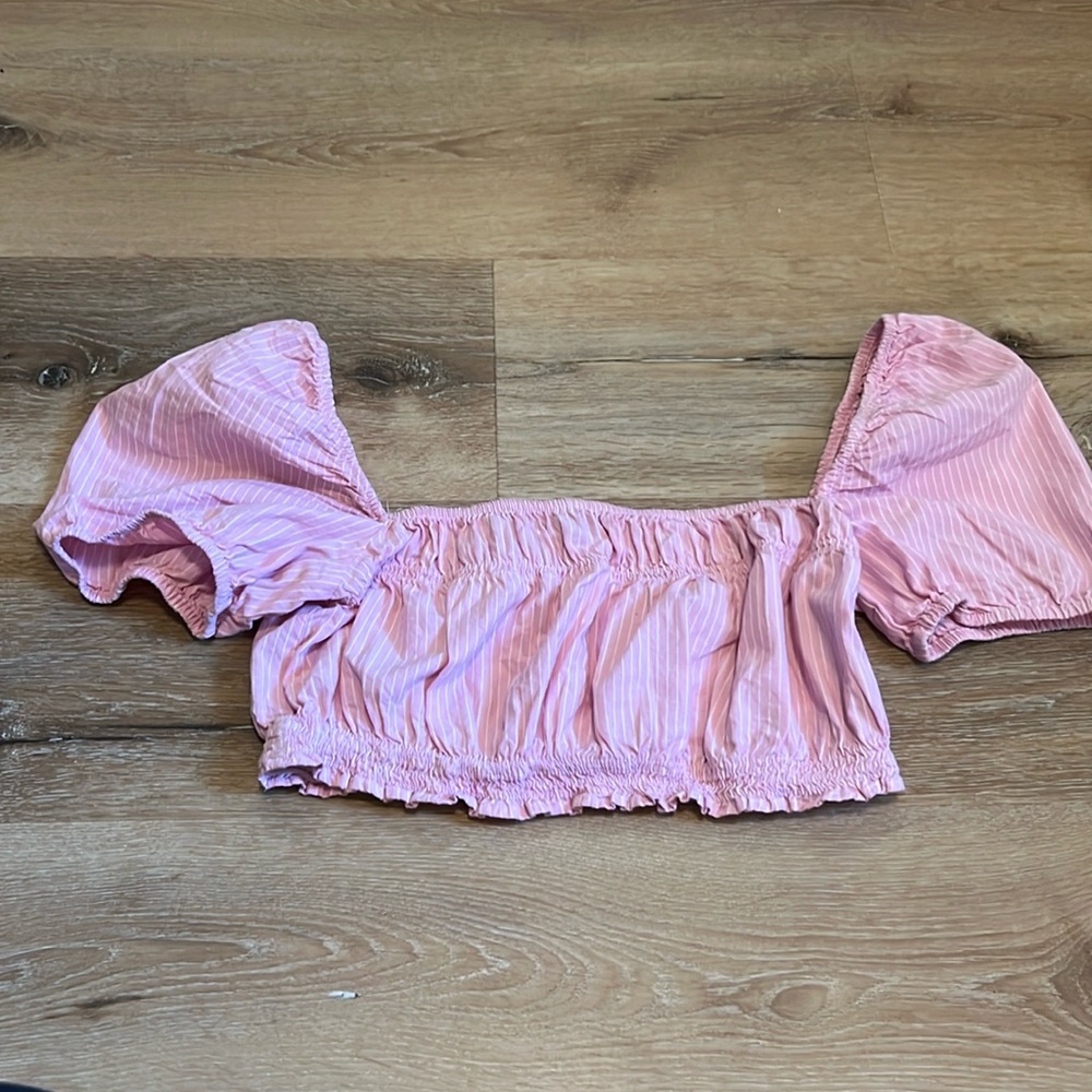 Pink puffy sleeve crop top Zara Small